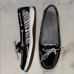 Zebra Sperry Topsiders Size 9.5